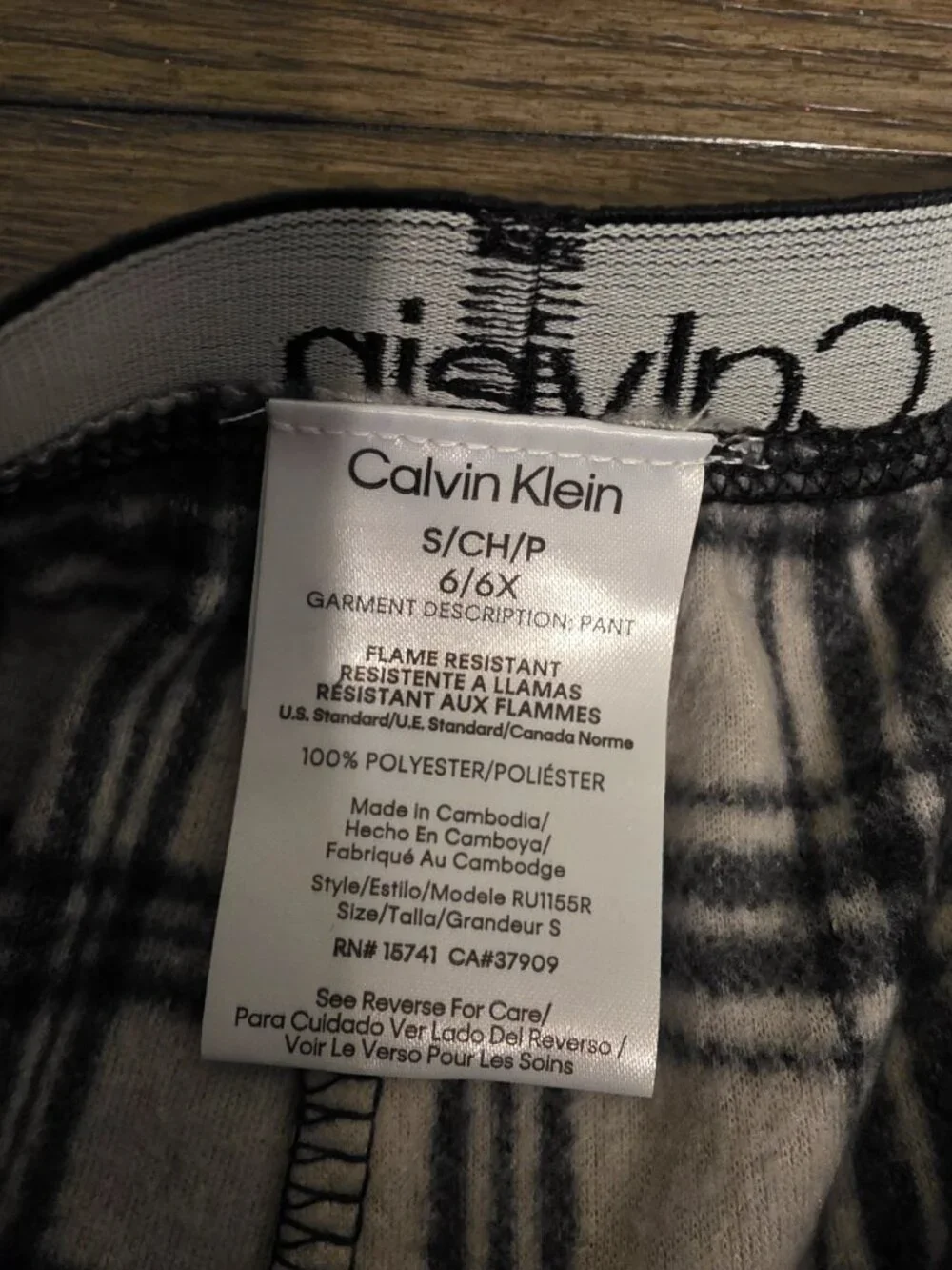 Calvin Klein Boys Pajama Pants Only NWT Black White Plaid Size Small